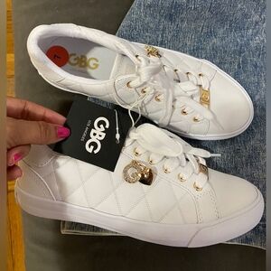 GBG Los Angeles White and Gold Women's Sneakers
